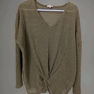 Umgee Khaki V-Neck Women Sweater